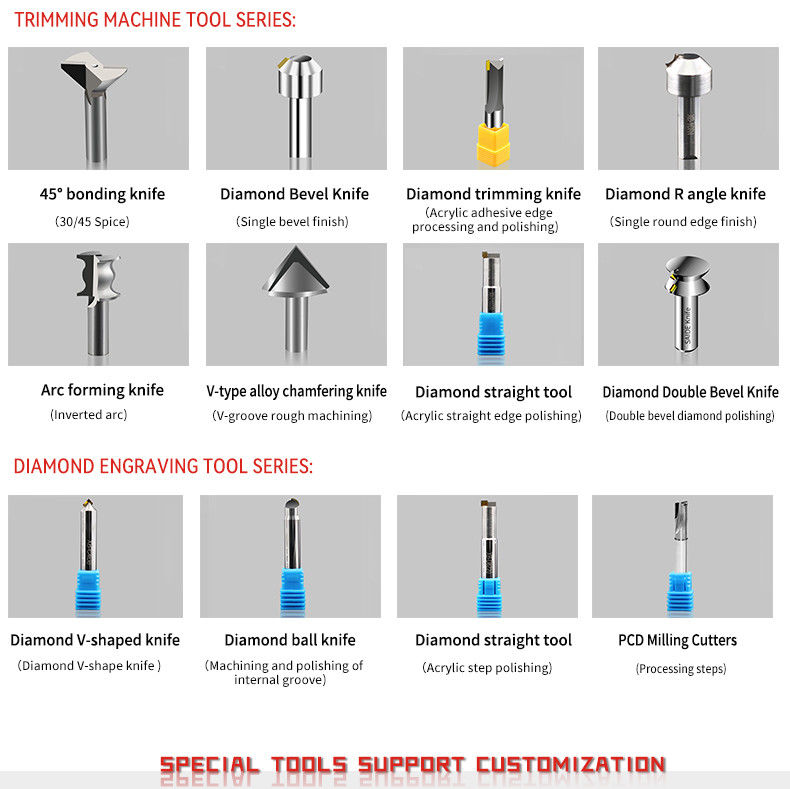 Pratik CNC freze kesme araçları Endüstriyel Akrilik CNC Çamfer Aracı Akrilik Yüksek Hızlı Kesme