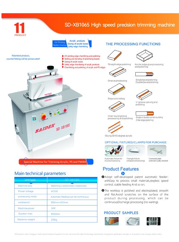 Saide China Fabrika Tedarikleri Beveling Makinesi, PMMA/PS/MS/PC için Akrilik R açılı Çamaşır makinesi kesebilir